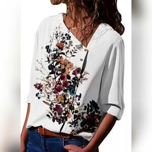 Tendency Floral printed Blouse SZ S
